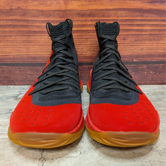 Under Armour Curry 4 Men\'s 11 Red Rogue Black Gum Basketball Shoes 1298306-603 main image 9
